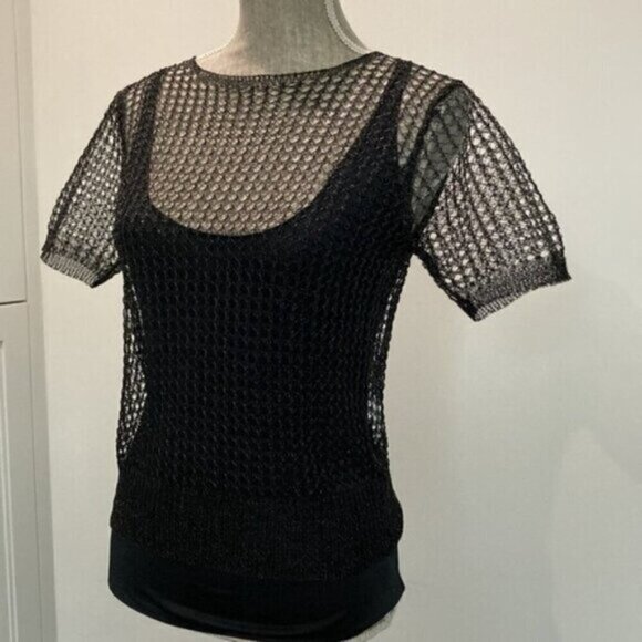 ZARA Black Mesh T-shirt - Picture 4 of 15